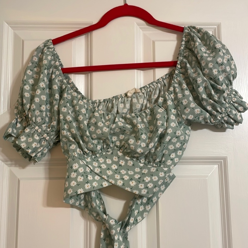 Altard State green floral crop top